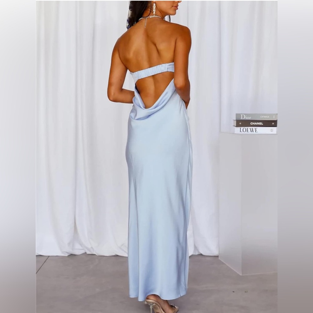 Realtix Satin Silk Backless Tube Tops Hollow Out Elegant Strapless Dress Guest